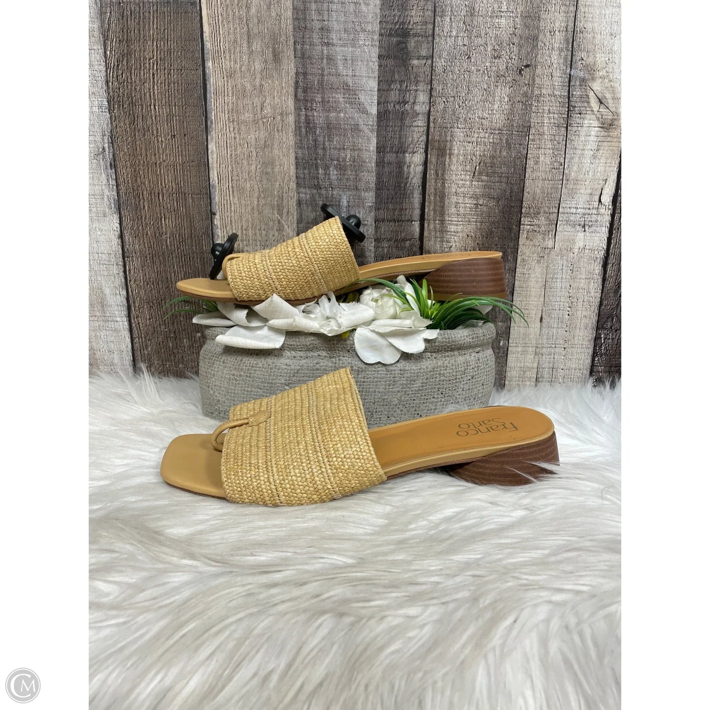 Sandals Heels Block By Franco Sarto In Brown, Size: 10