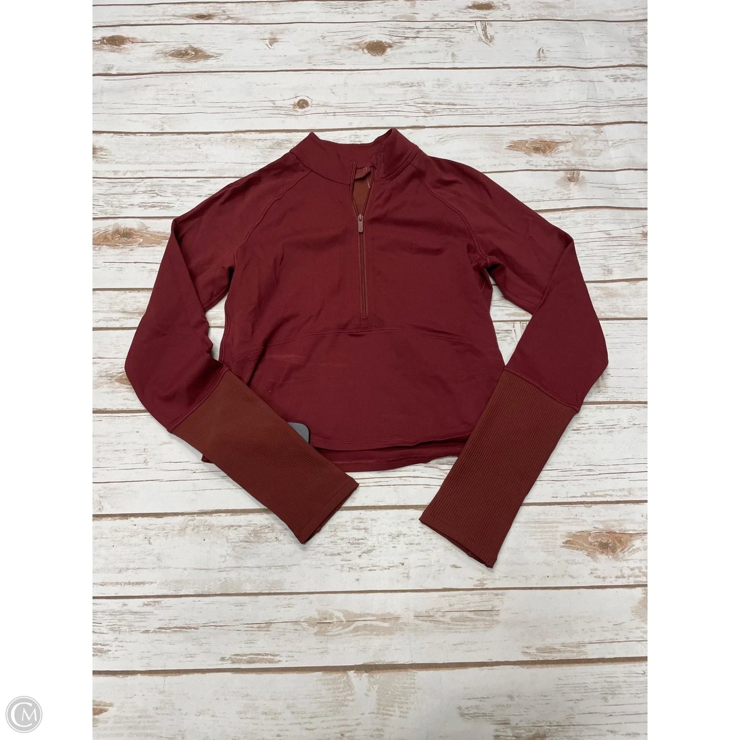Athletic Top Long Sleeve Collar By Lululemon In Red, Size: S