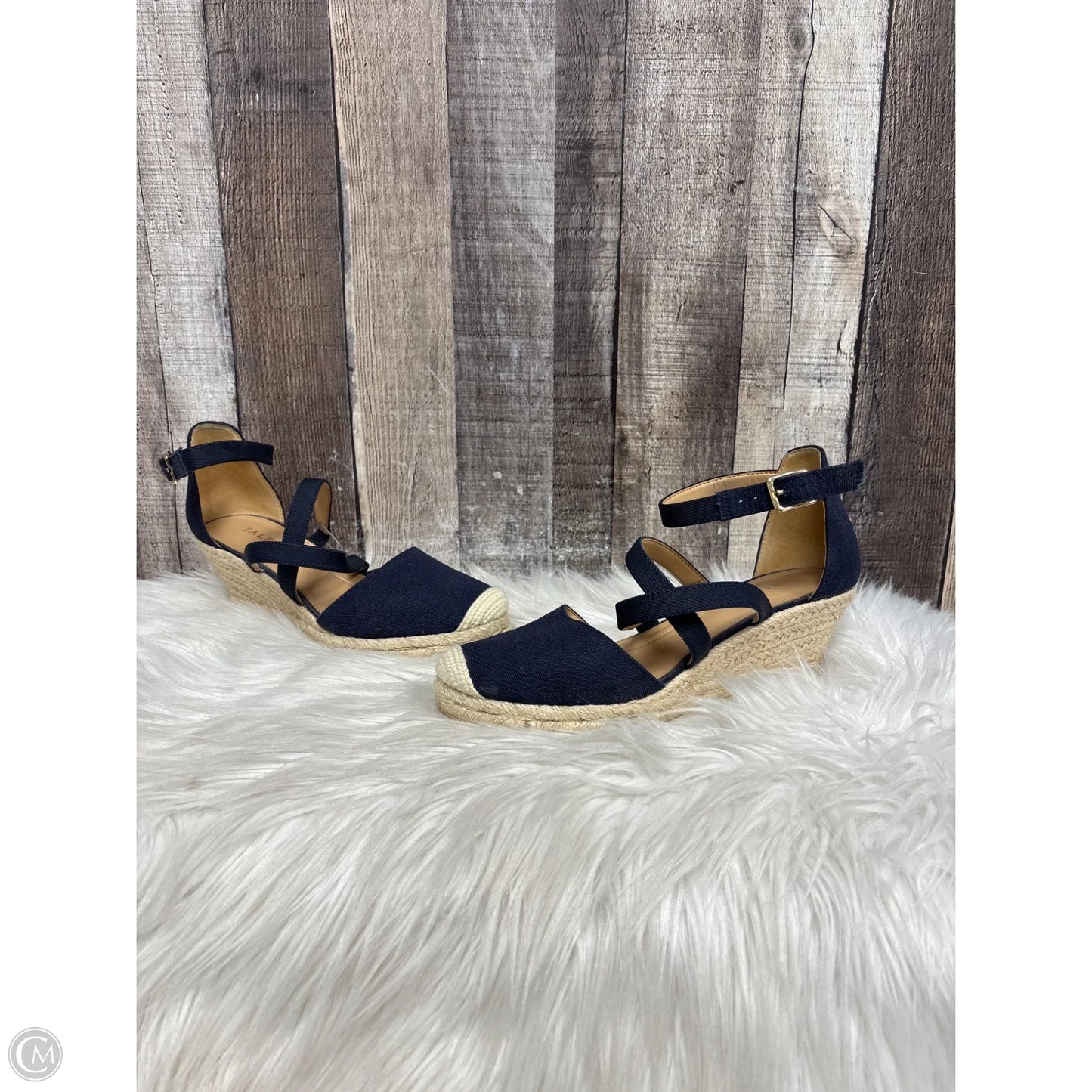 Sandals Heels Wedge By Talbots In Blue, Size: 6.5