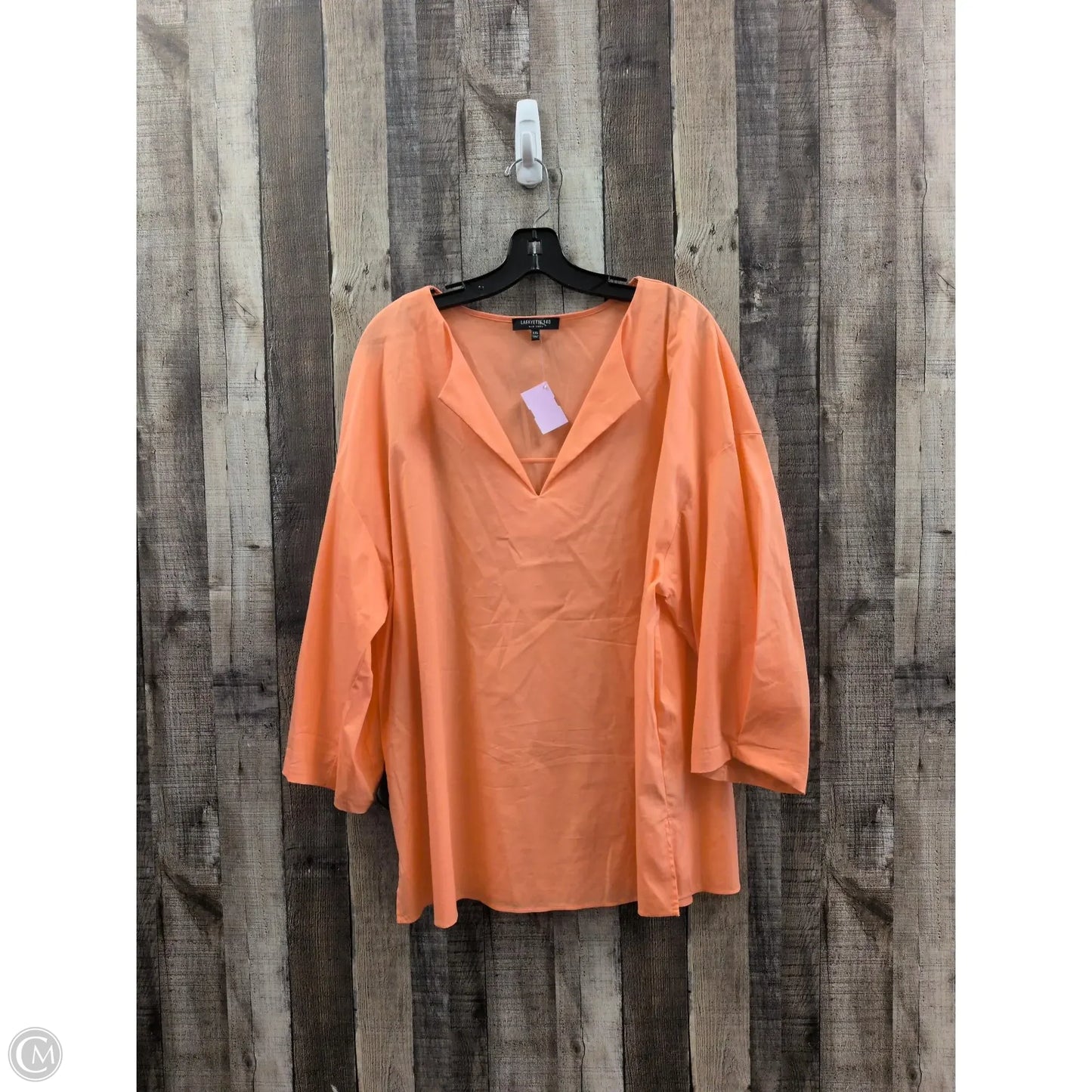 Top Long Sleeve Designer By Lafayette 148 In Orange, Size: Xxl
