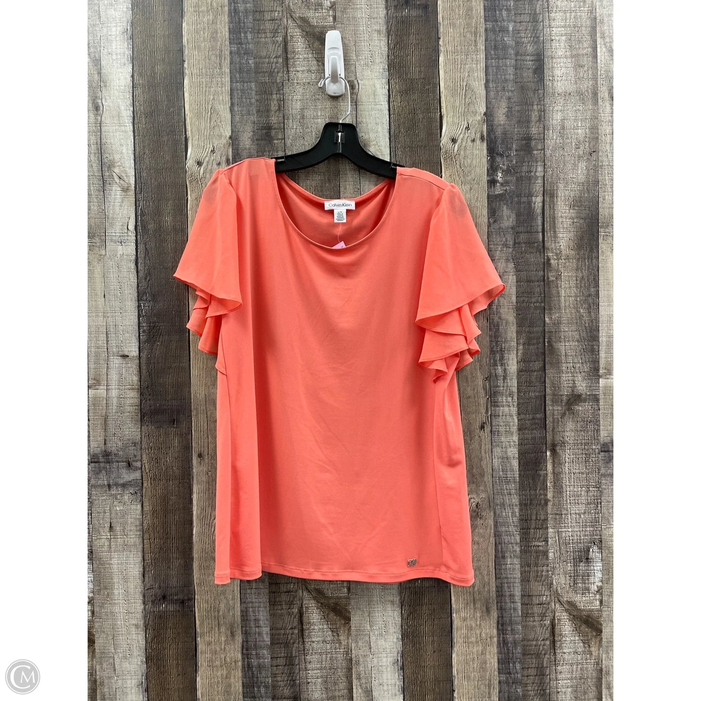 Top Short Sleeve By Calvin Klein In Orange, Size: L