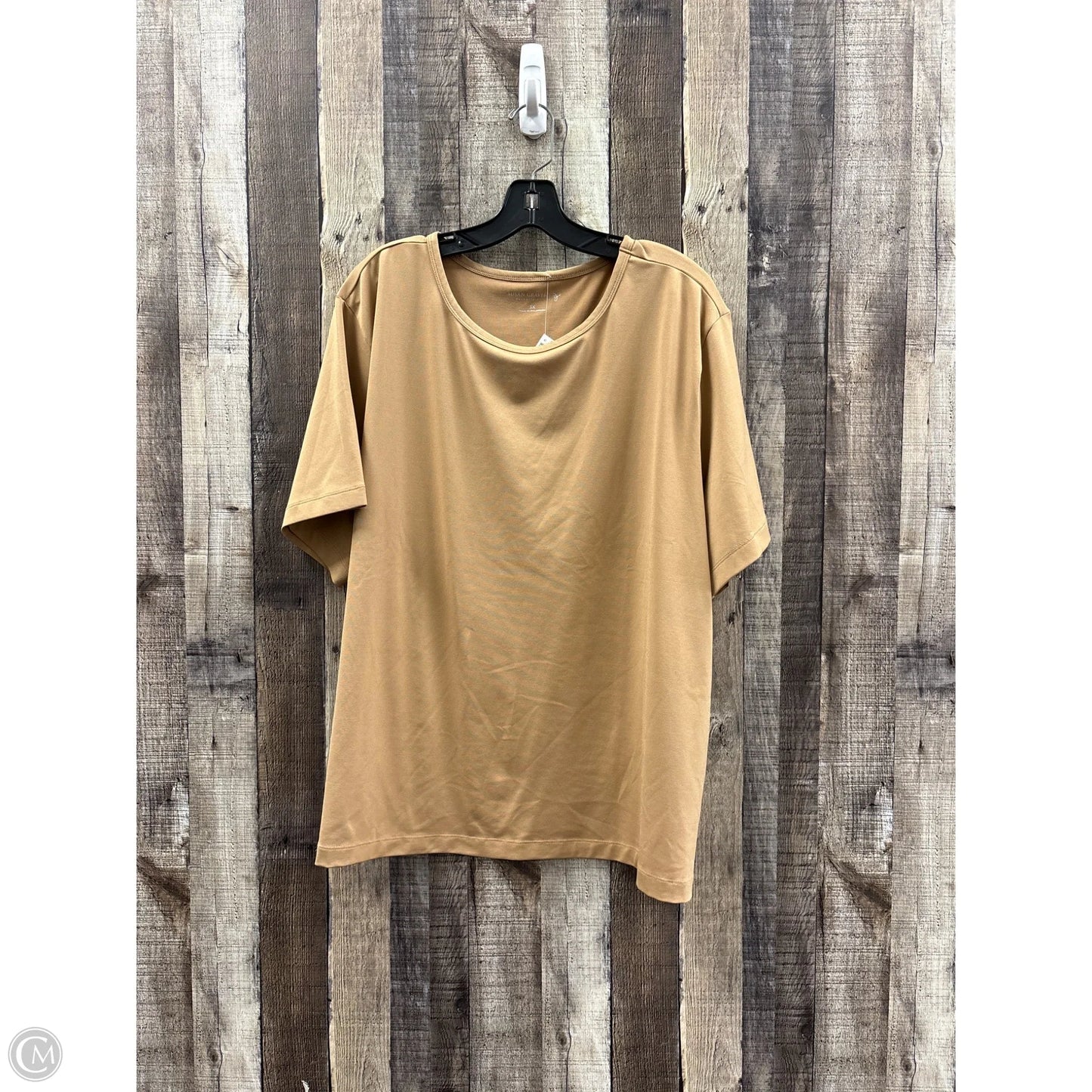 Top Short Sleeve Basic By Susan Graver In Brown, Size: 3x