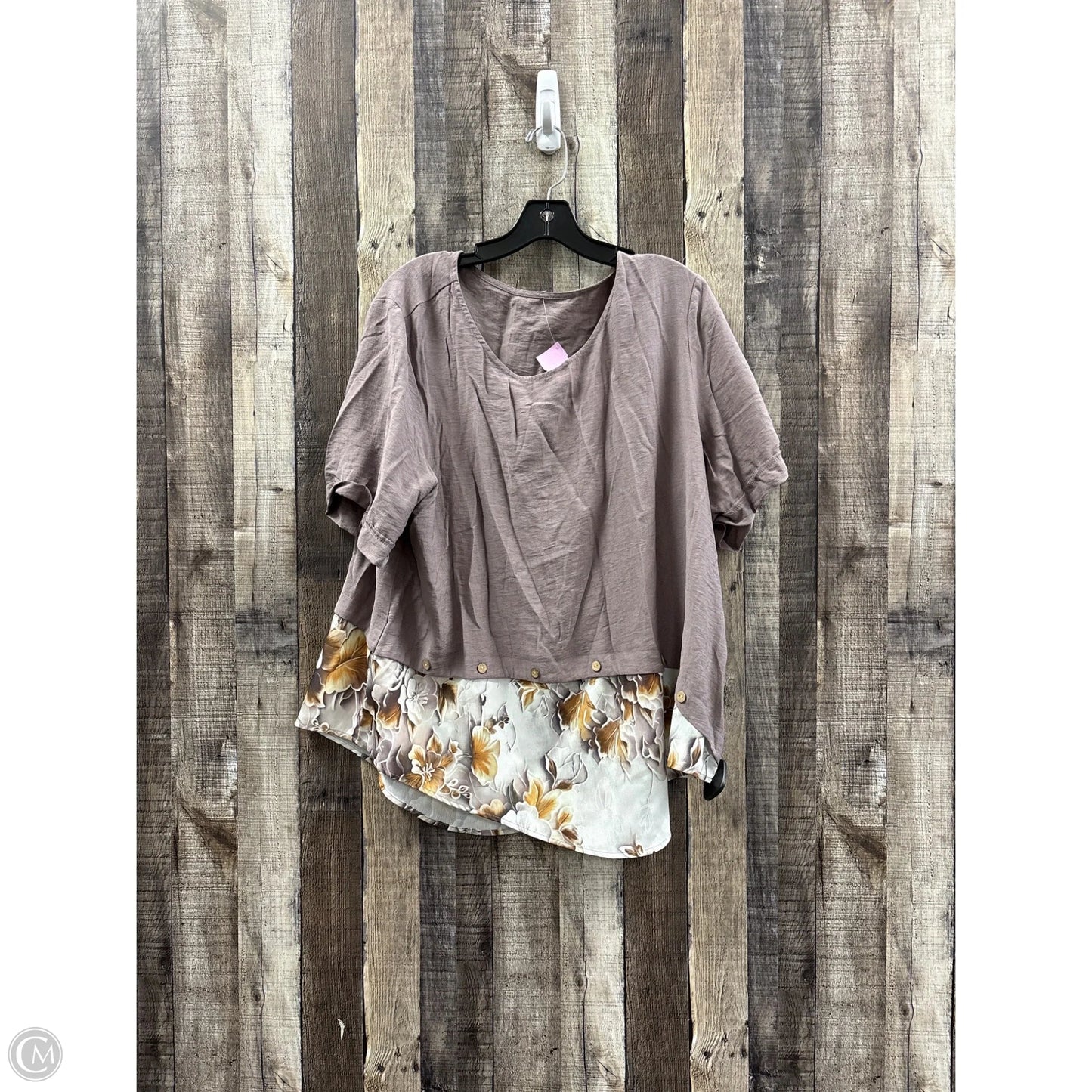 Top Short Sleeve By Shein In Brown, Size: 2x