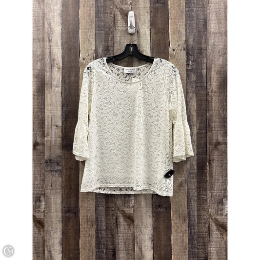 Top 3/4 Sleeve By Peck And Peck In White, Size: M