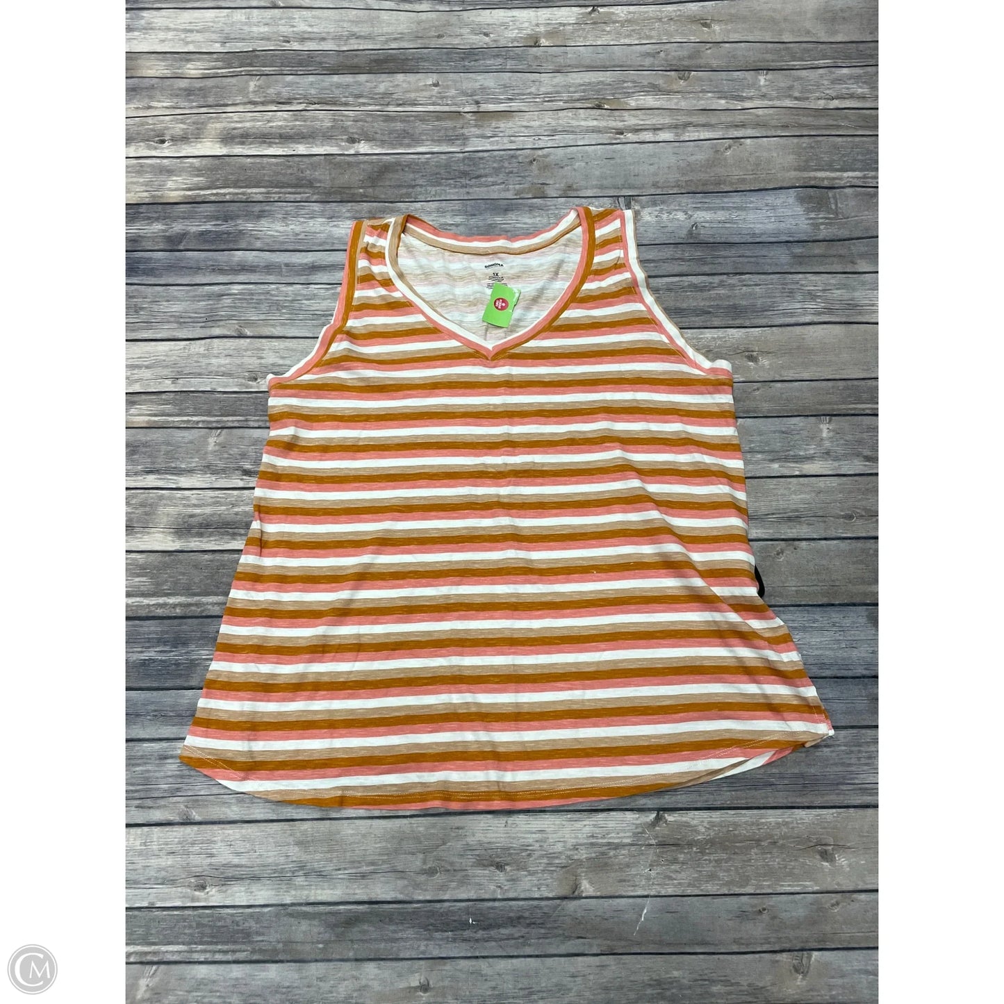 Top Sleeveless By Sonoma In Striped Pattern, Size: 1x
