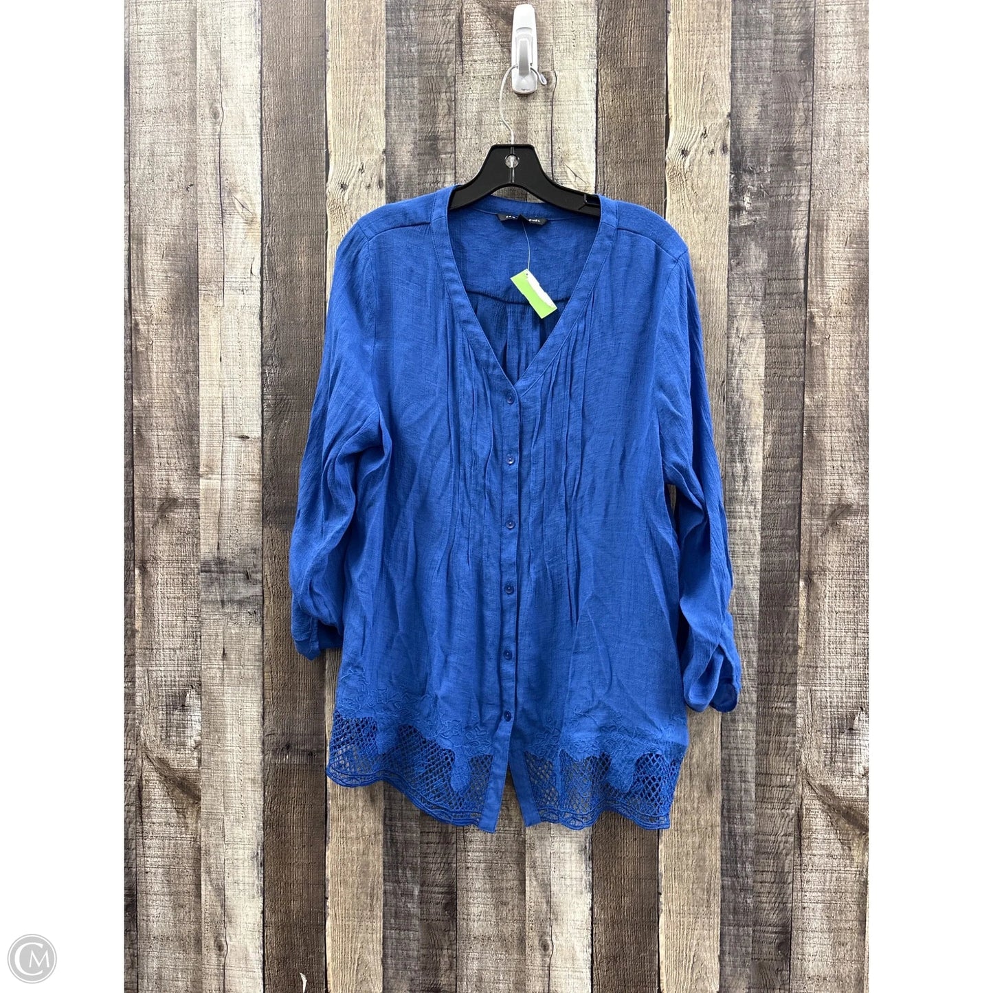 Top 3/4 Sleeve By Zac And Rachel In Blue, Size: Xl