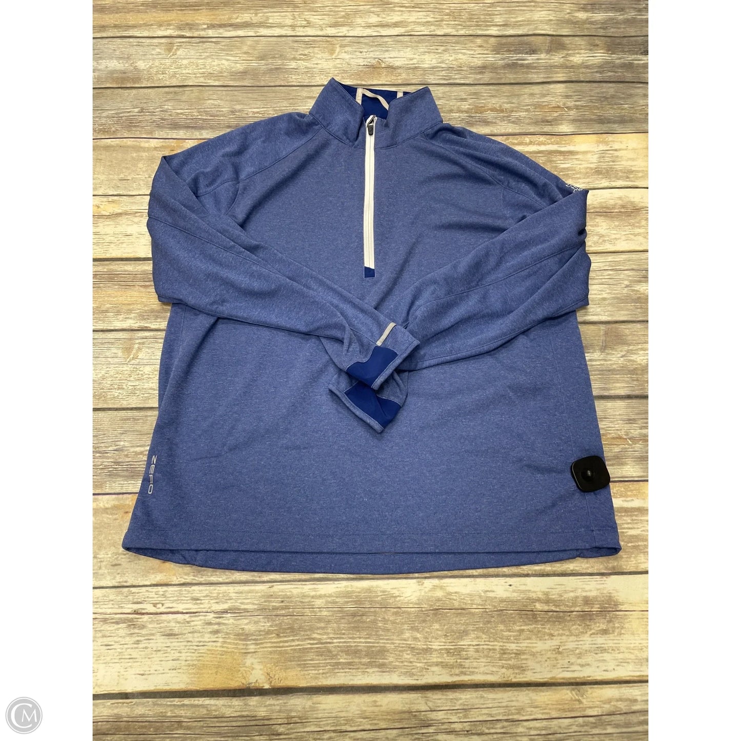 Athletic Top Long Sleeve Collar By Cme In Blue, Size: Xl
