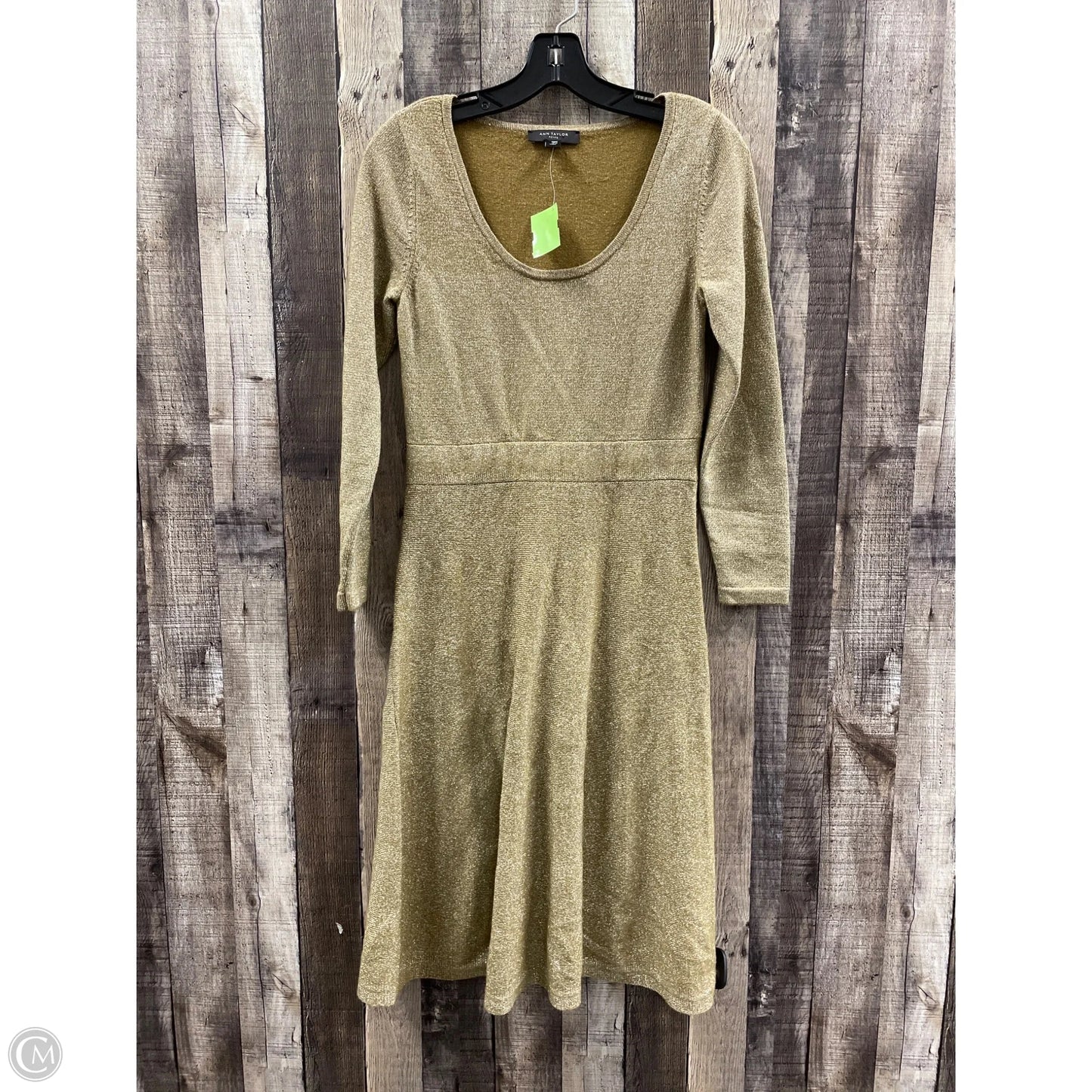 Dress Casual Midi By Ann Taylor In Gold, Size: S