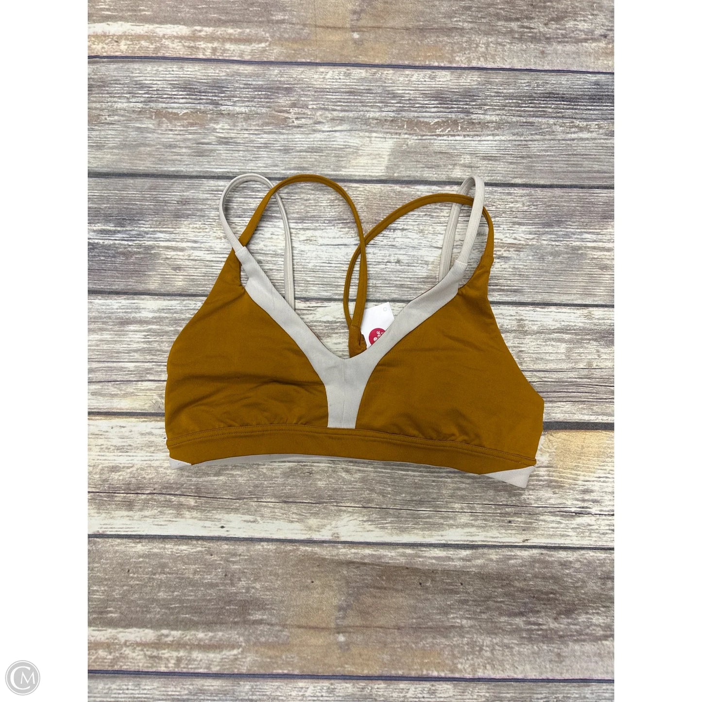 Athletic Bra By Lululemon In Cream & Orange, Size: 8