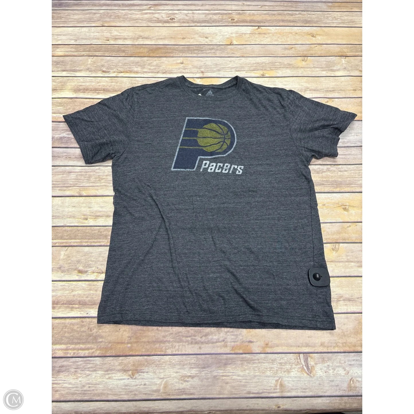 Athletic Top Short Sleeve By Adidas In Grey, Size: L