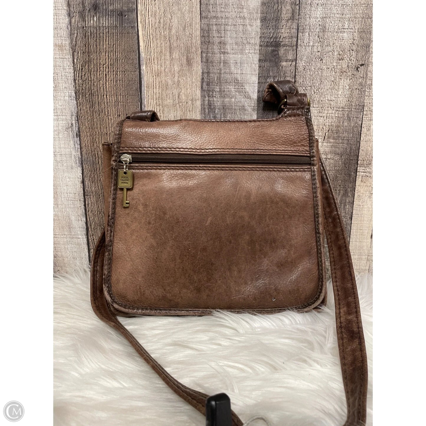 Crossbody Leather By Fossil, Size: Medium