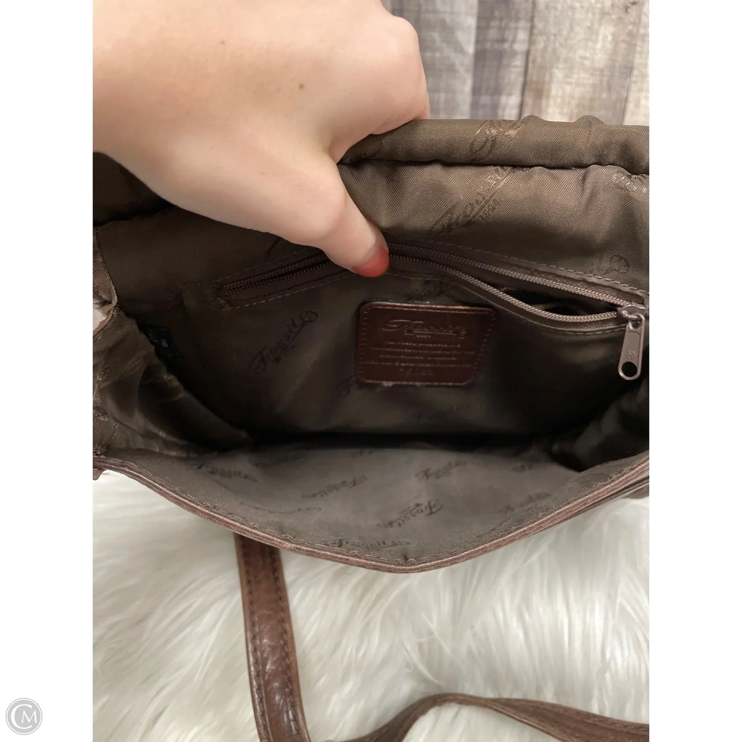 Crossbody Leather By Fossil, Size: Medium