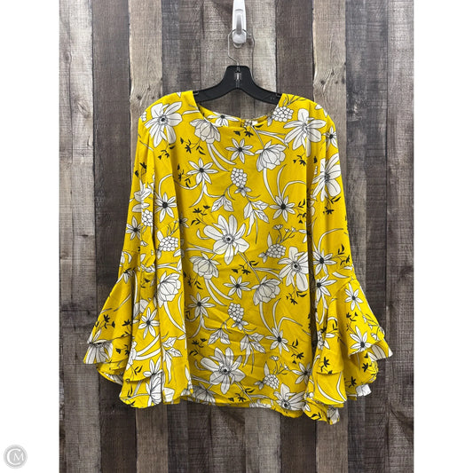 Top Long Sleeve By Cme In Black & Yellow, Size: 1x