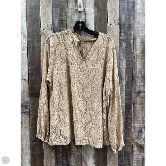 Top Long Sleeve By Cable And Gauge In Beige, Size: 2x