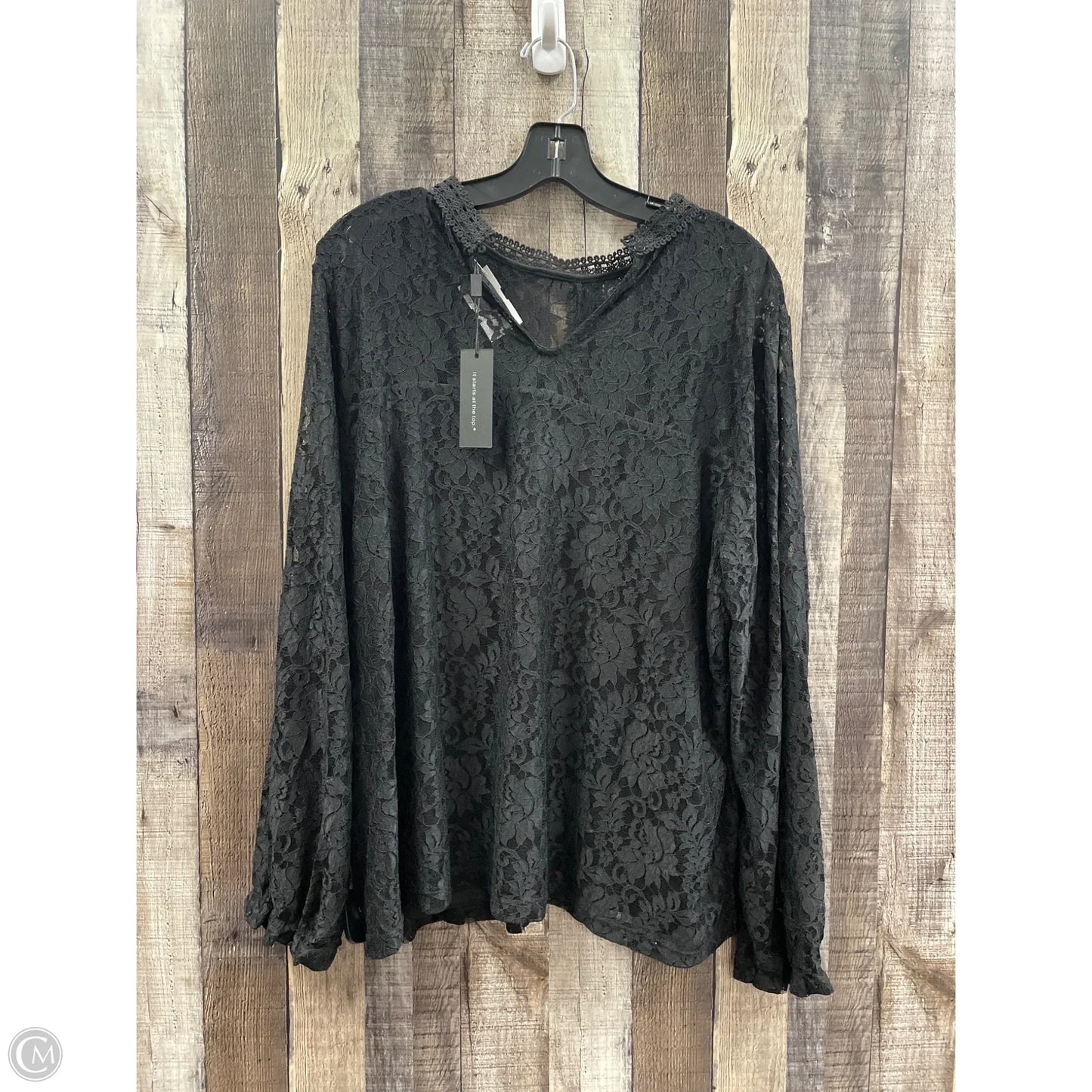 Top Long Sleeve By Cable And Gauge In Black, Size: 2x