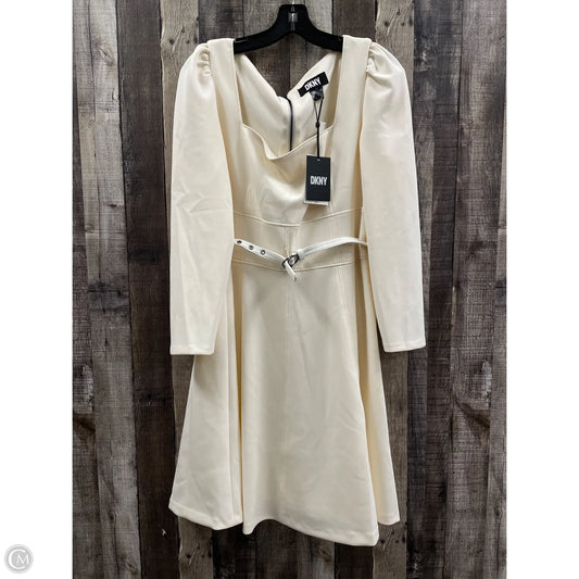 Dress Casual Midi By Dkny In Ivory, Size: L