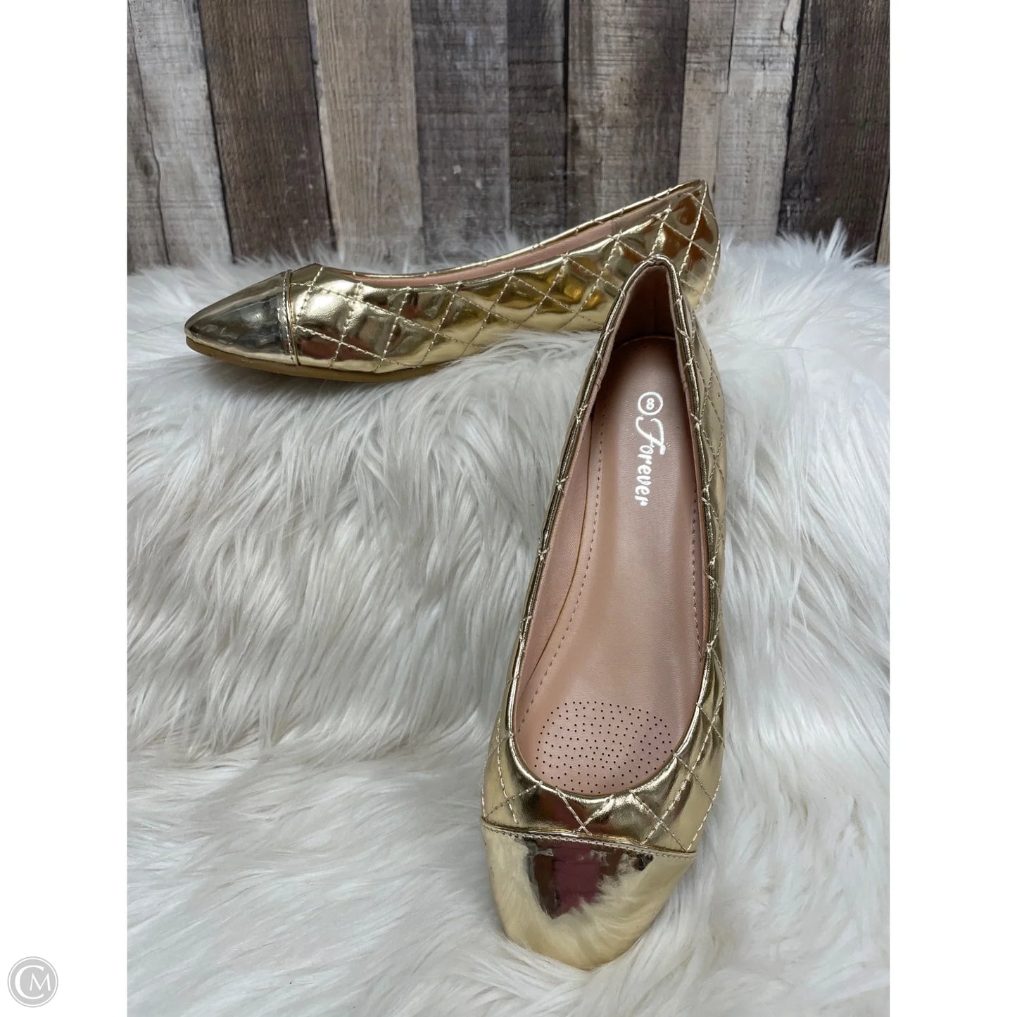 Shoes Flats By Forever In Gold, Size: 8