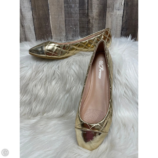 Shoes Flats By Forever In Gold, Size: 8