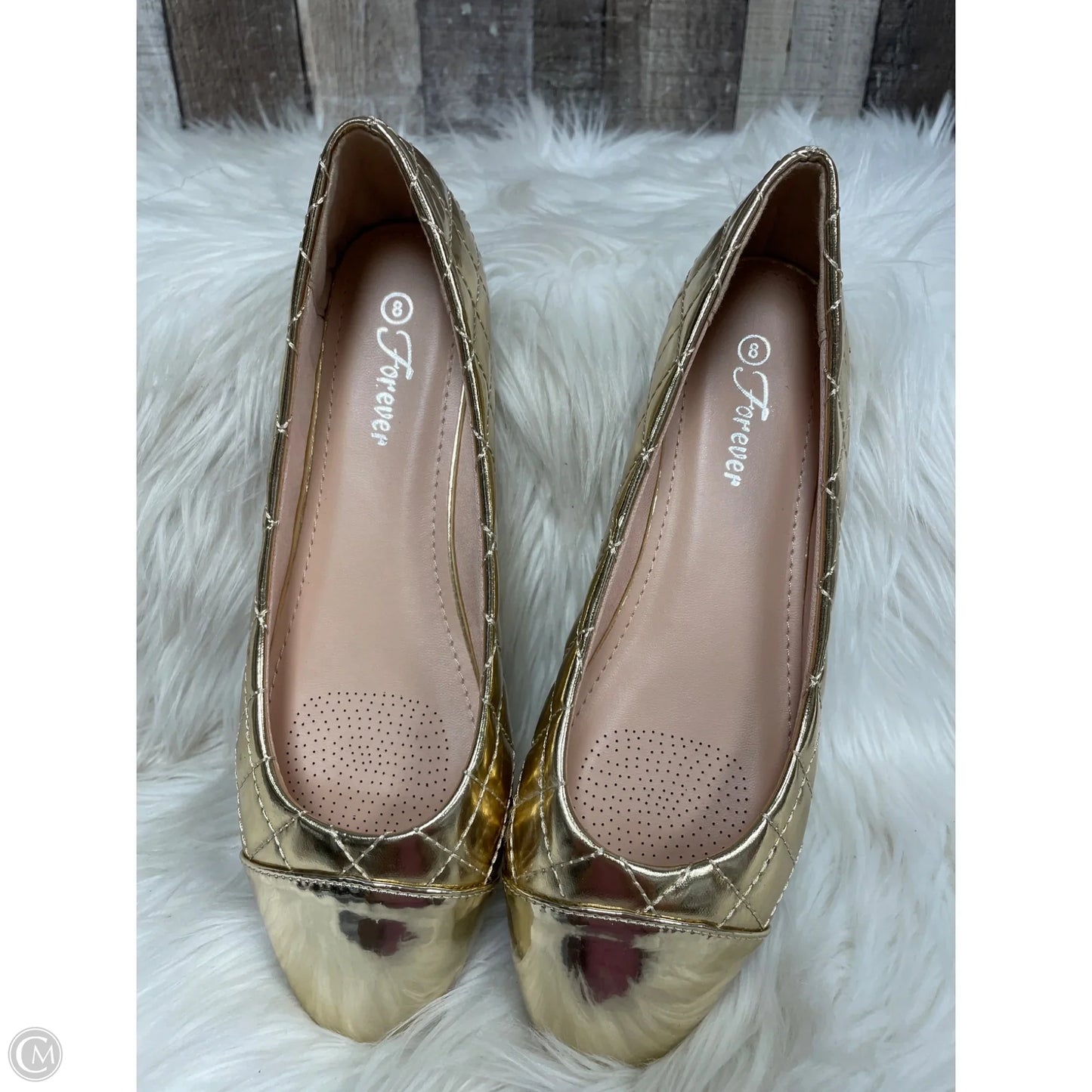 Shoes Flats By Forever In Gold, Size: 8