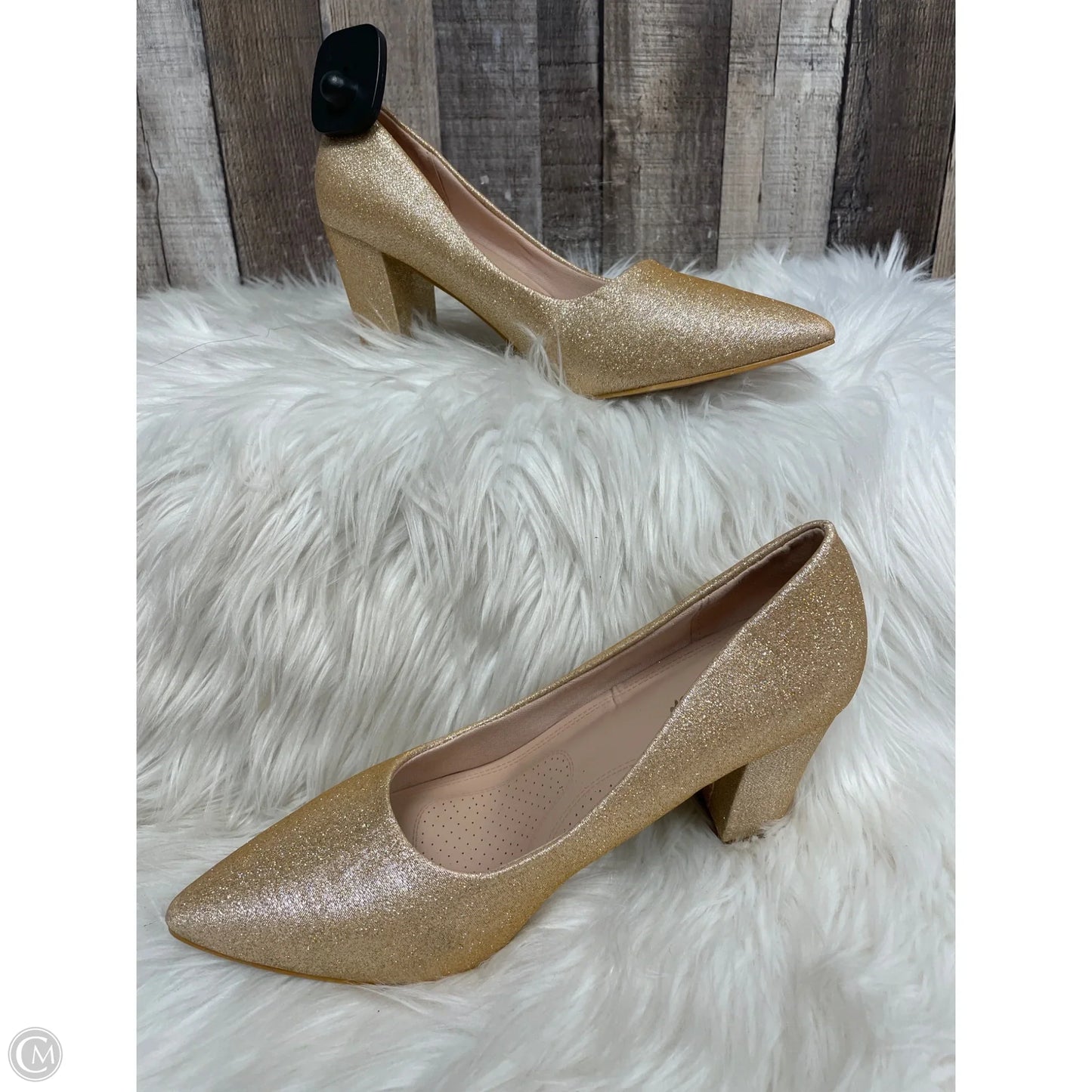 Shoes Heels Block By Forever In Gold, Size: 9