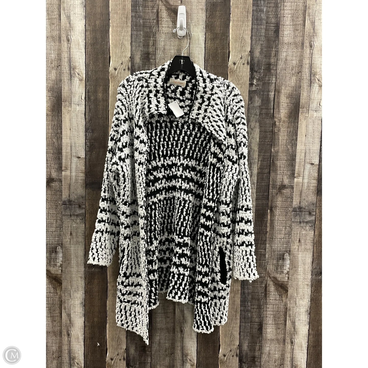 Sweater Cardigan By Simply Couture In Black & White, Size: S