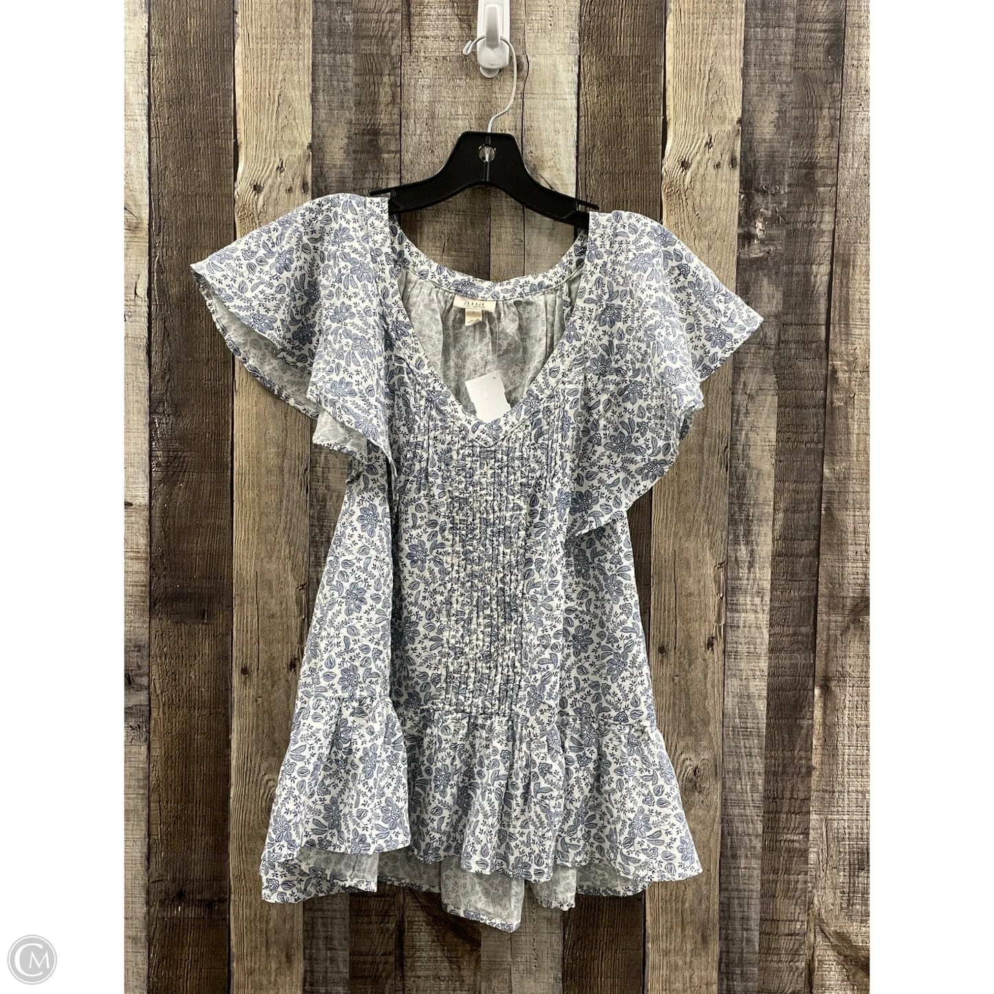 Top Short Sleeve By Ana In Blue & White, Size: L