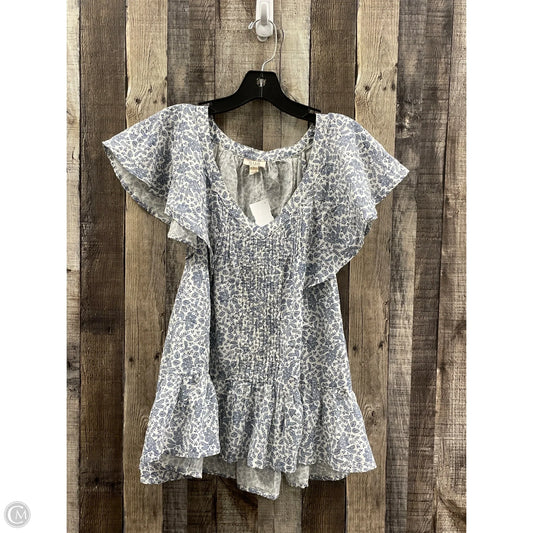 Top Short Sleeve By Ana In Blue & White, Size: L
