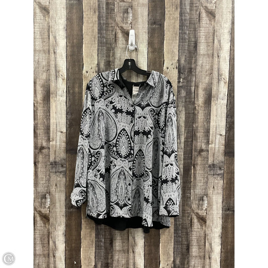 Top Long Sleeve By Chicos In Black & White, Size: Xxl