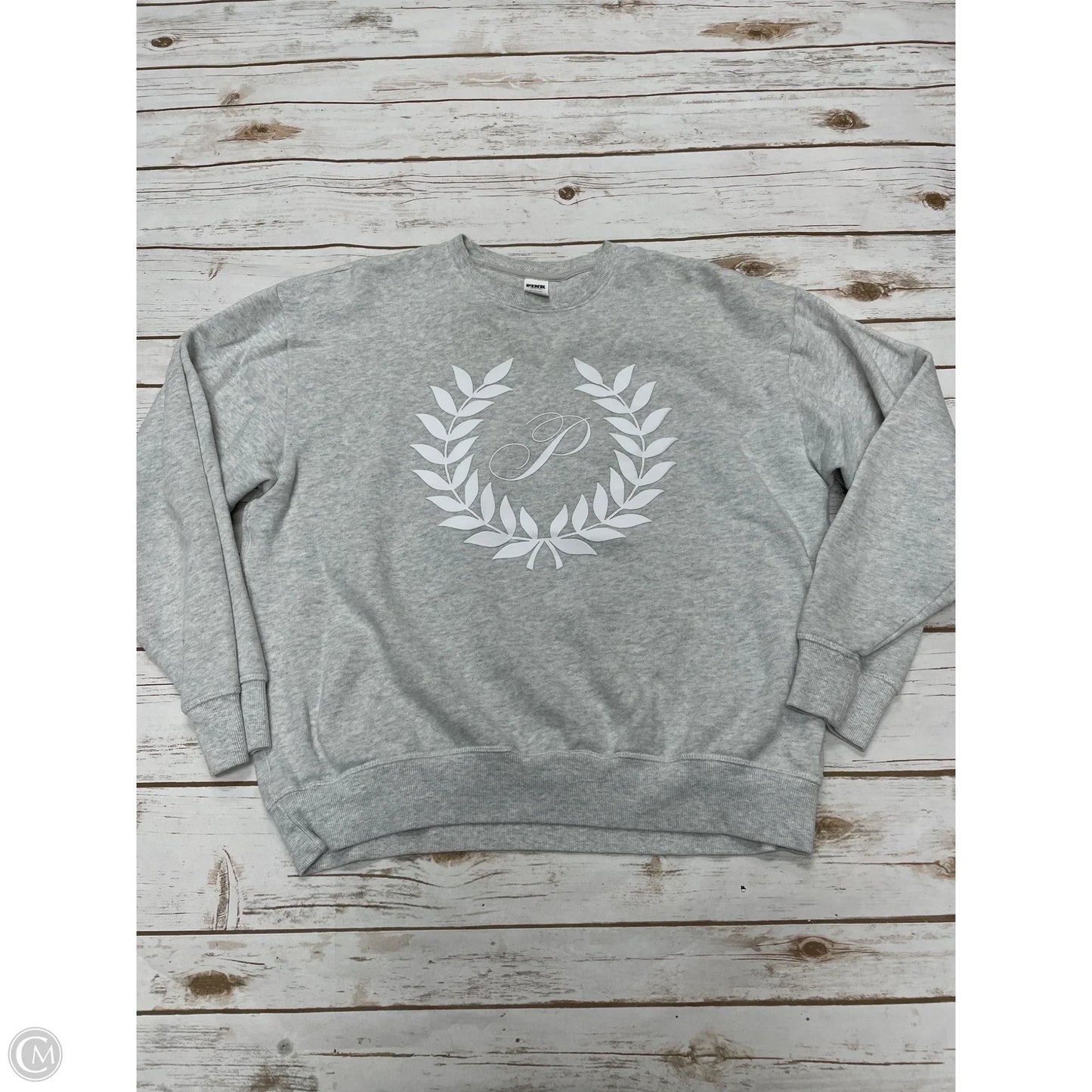 Sweatshirt Crewneck By Pink In Grey, Size: M