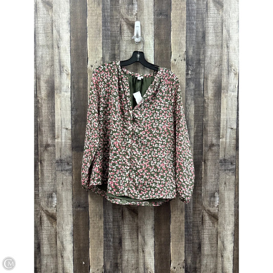 Top Long Sleeve By J. Crew In Green & Pink, Size: L