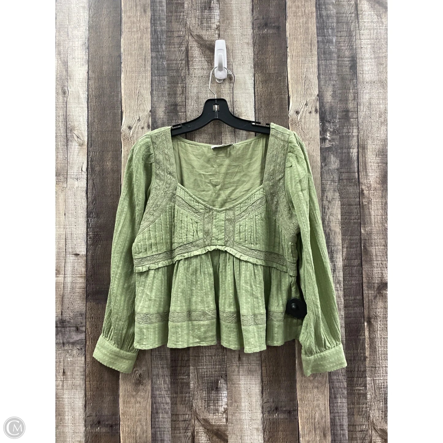 Top Long Sleeve By American Eagle In Green, Size: Xs