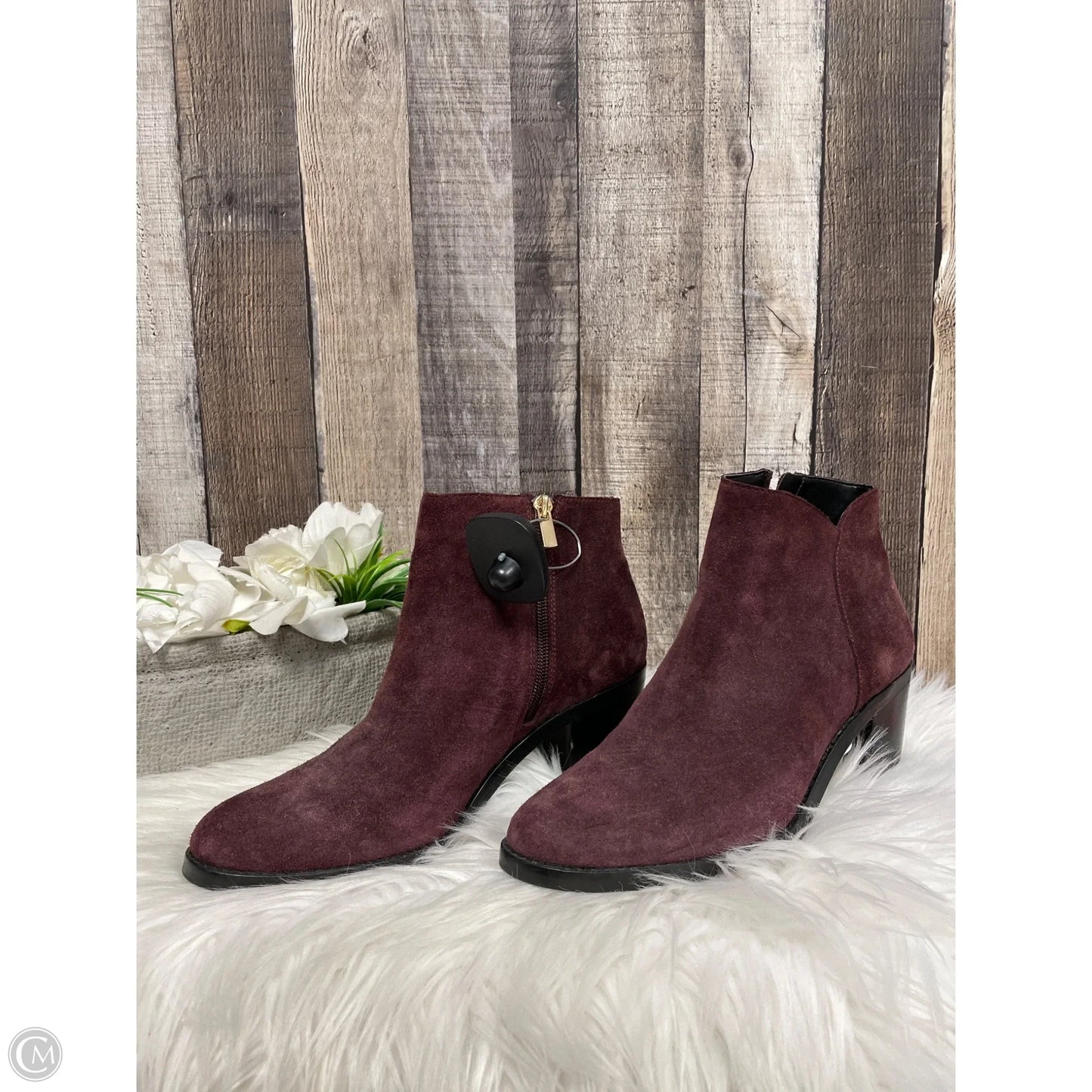 Boots Ankle Heels By Lands End In Maroon, Size: 7.5