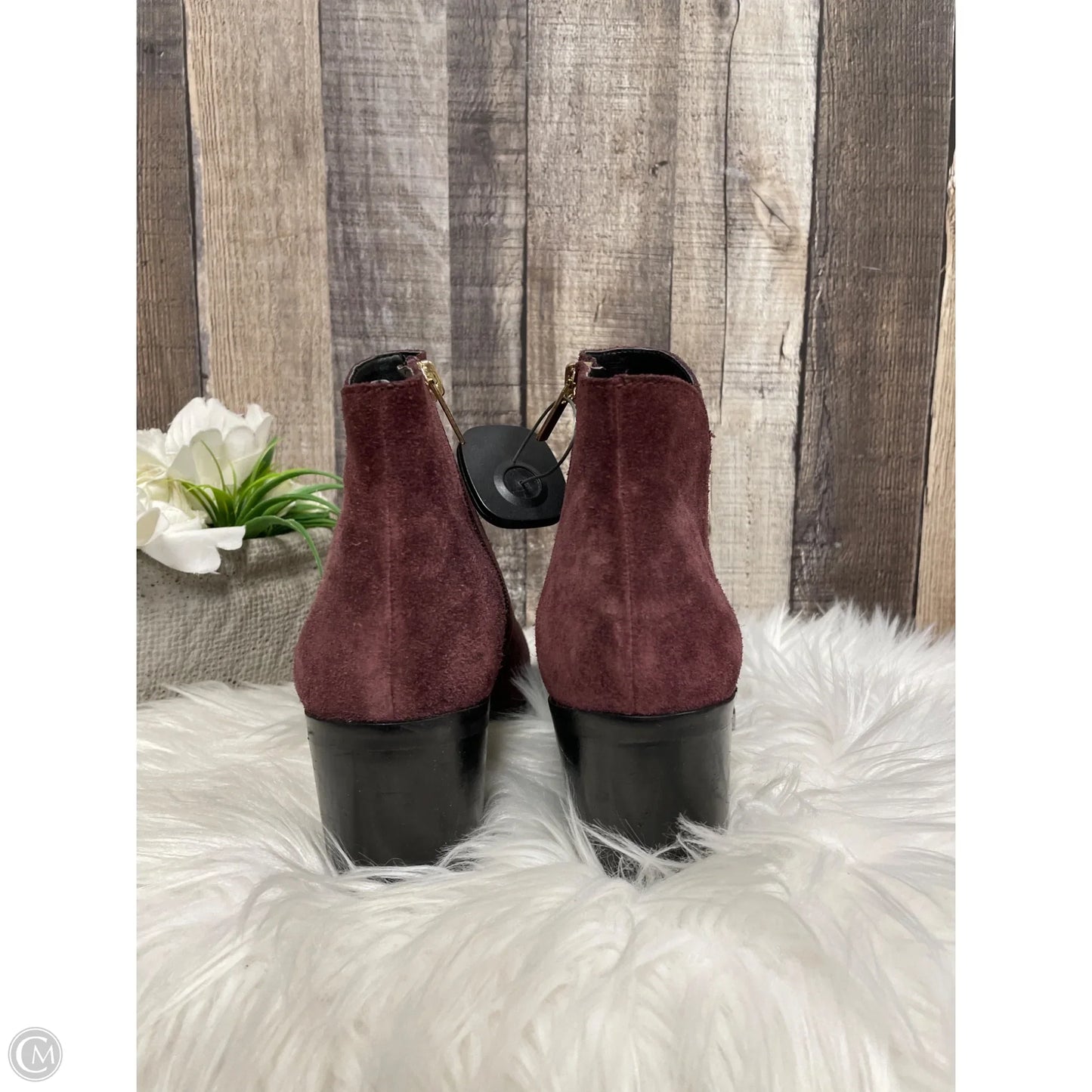 Boots Ankle Heels By Lands End In Maroon, Size: 7.5