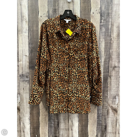 Top Long Sleeve By Nine West In Animal Print, Size: Xl