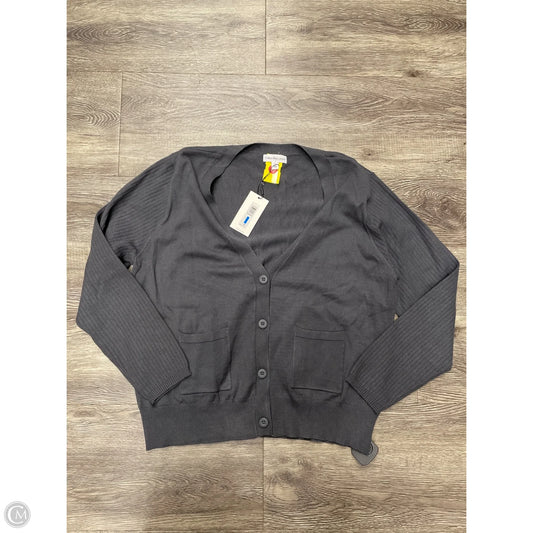 Sweater Cardigan By Calvin Klein In Grey, Size: Xl