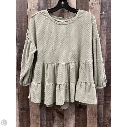 Top Long Sleeve By Blu Pepper In Green, Size: M