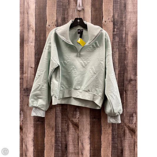 Athletic Top Long Sleeve Collar By Adidas In Green, Size: S