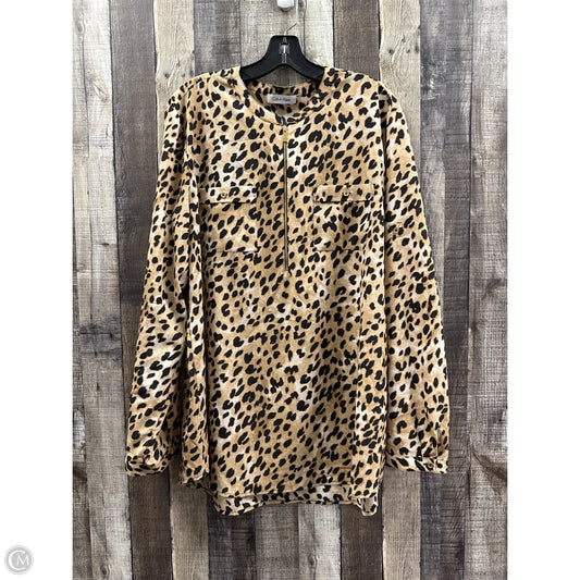 Top Long Sleeve By Calvin Klein In Animal Print, Size: 2x