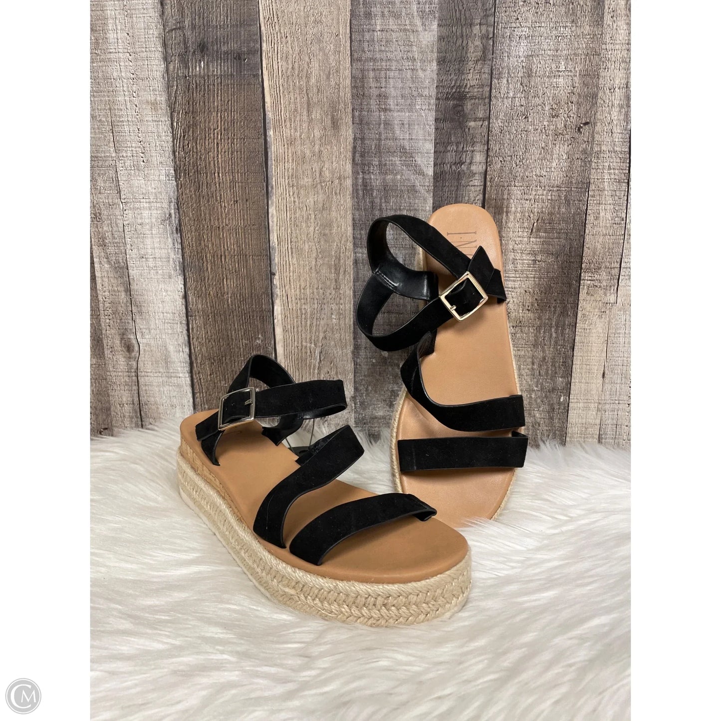 Sandals Heels Wedge By Inc In Black, Size: 8.5