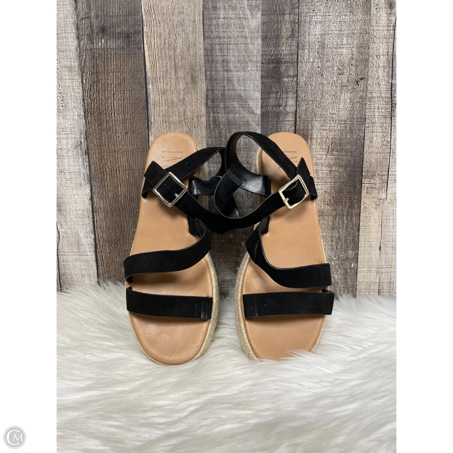 Sandals Heels Wedge By Inc In Black, Size: 8.5