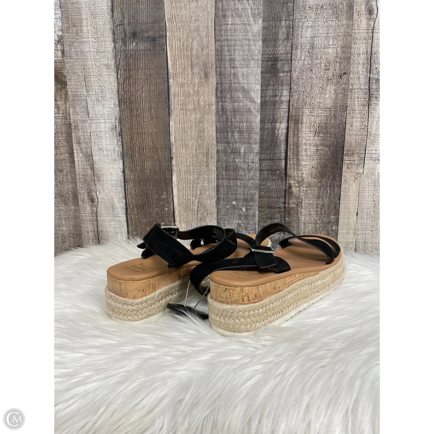 Sandals Heels Wedge By Inc In Black, Size: 8.5