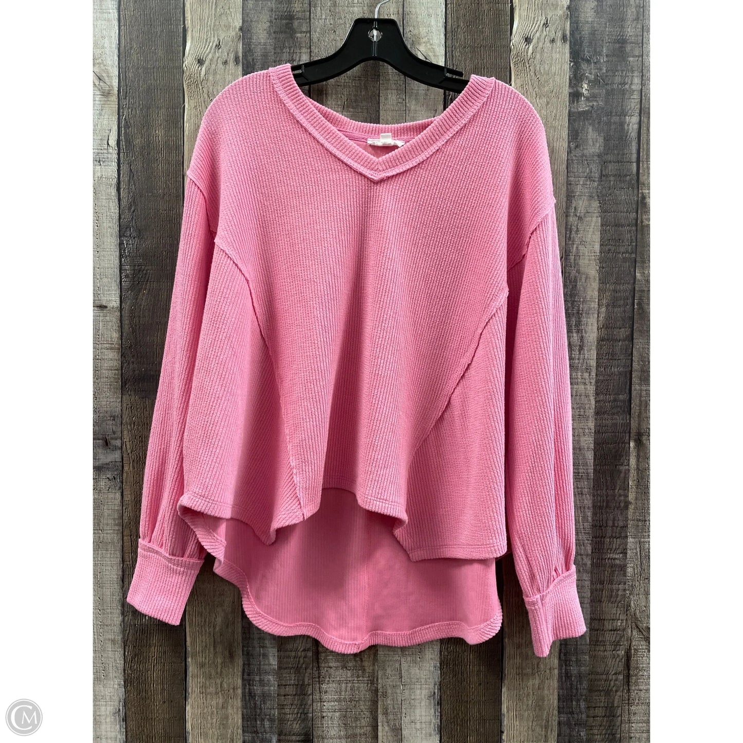 Top Long Sleeve By Blu Pepper In Pink, Size: M