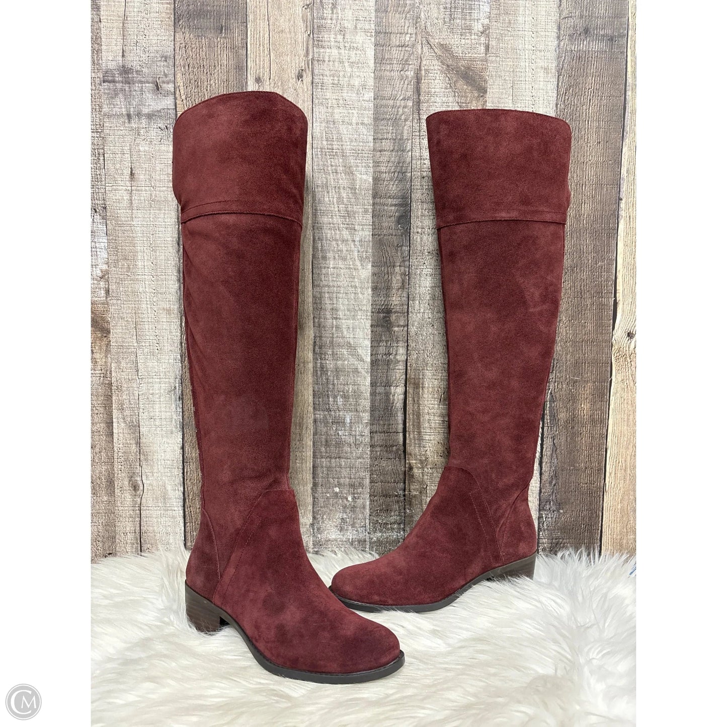Boots Over-the-knee Heels By Vince Camuto In Maroon, Size: 6