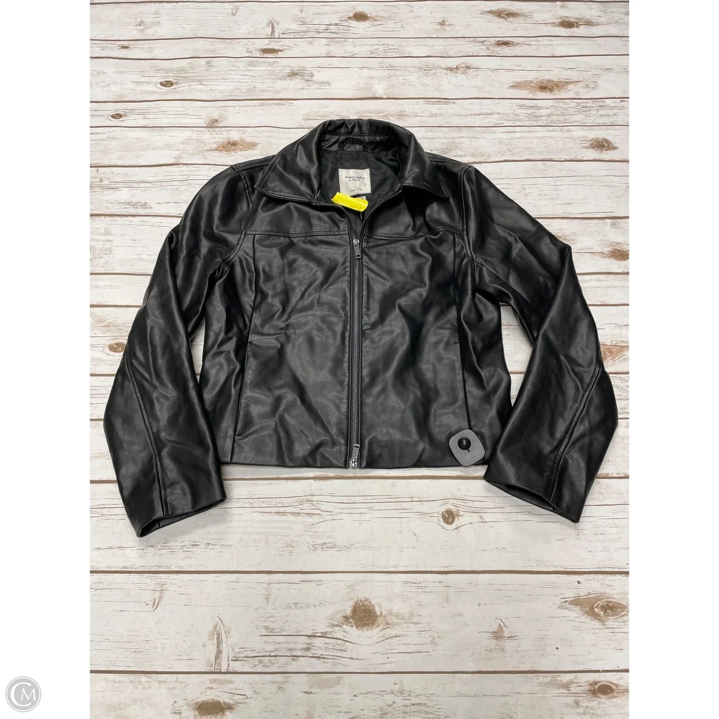 Jacket Moto Leather By Abercrombie And Fitch In Black, Size: L