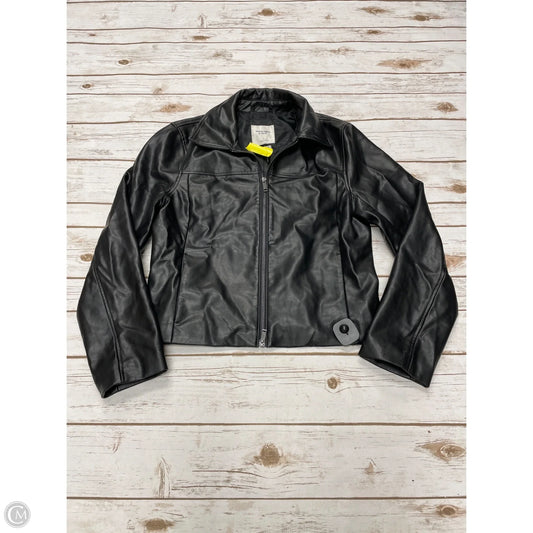 Jacket Moto Leather By Abercrombie And Fitch In Black, Size: L
