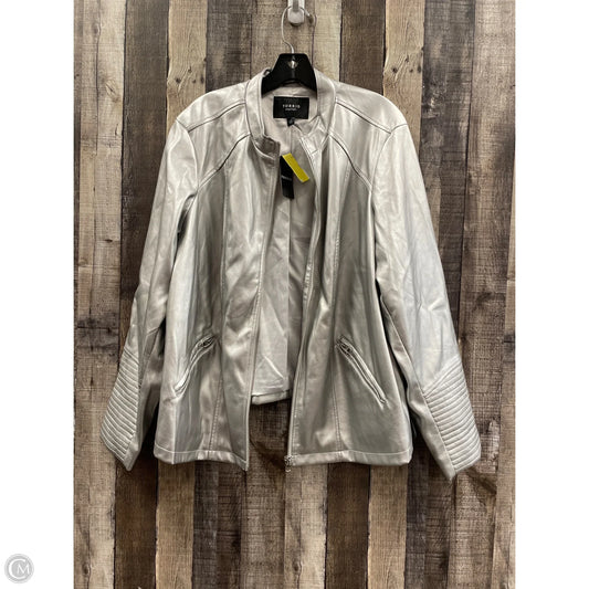 Jacket Moto By Torrid In Silver, Size: 3x