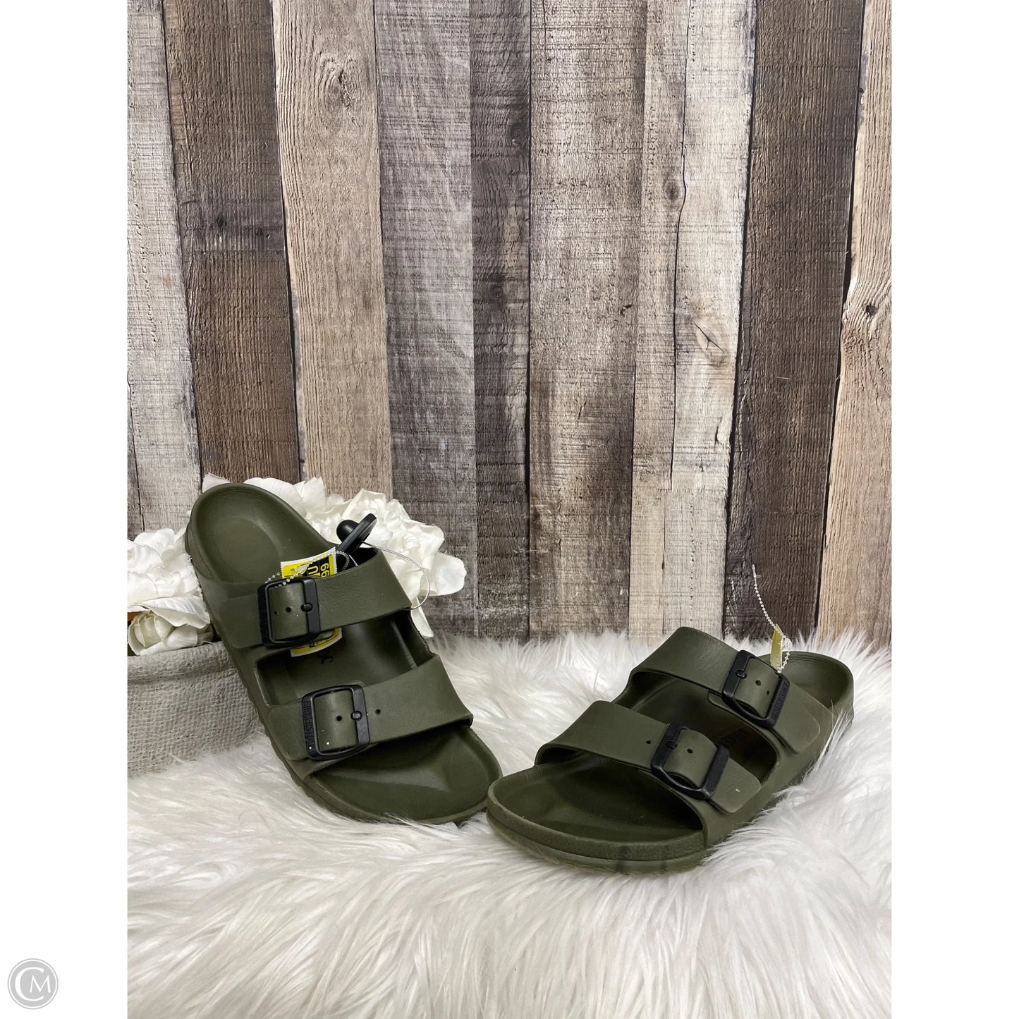 Sandals Flats By Birkenstock In Green, Size: 9
