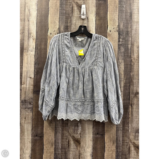 Top Long Sleeve By American Eagle In Blue & White, Size: S