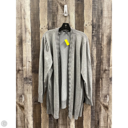 Sweater Cardigan By Cable And Gauge In Grey, Size: 2x