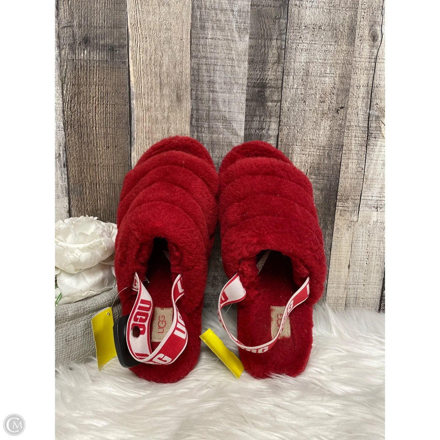 Slippers Designer By Ugg In Red, Size: 10